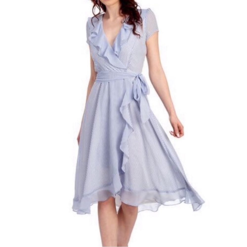 Gabby Skye striped ruffle romantic dress 14W